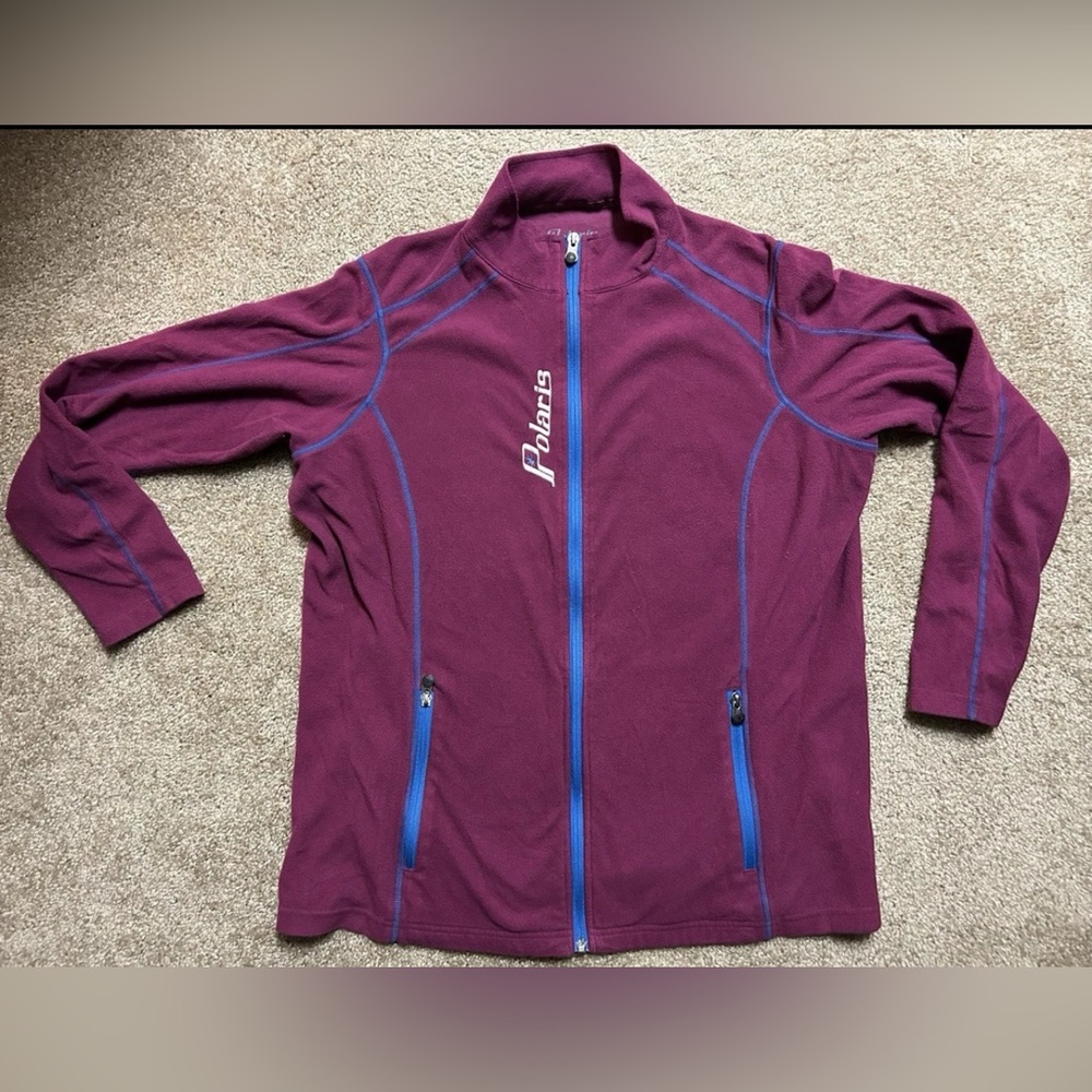 Polaris Snowmobile Womens Size M Long Sleeve Fleece Full-Zip Purple Embroidered